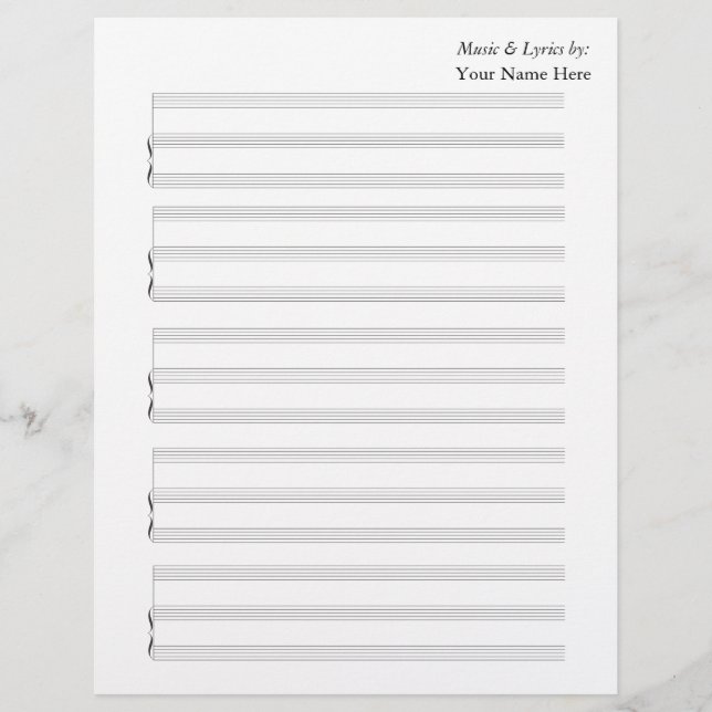 Papier Partition vierge pour piano et voix (Devant)