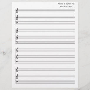 Papier Partition vierge Vierge Piano Treble Clef
