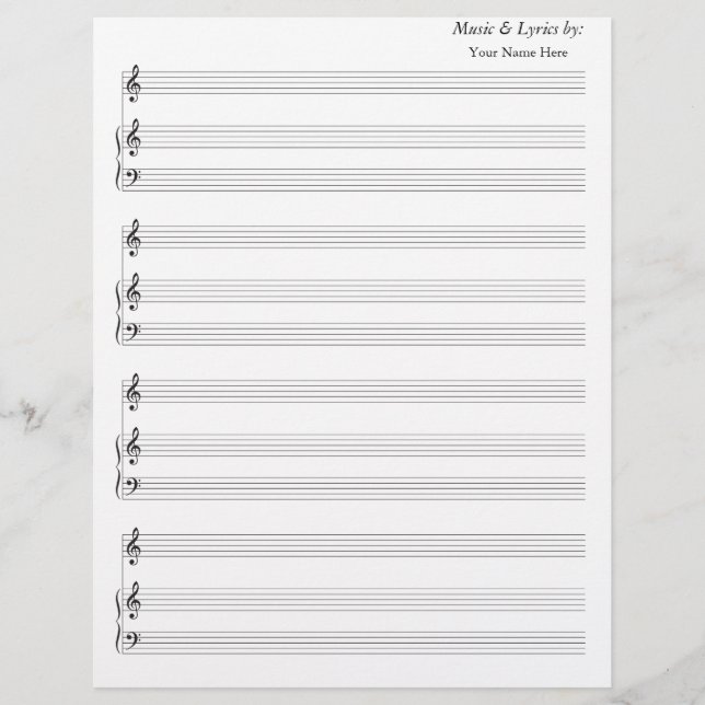 Papier Partition vierge Vierge Piano Treble Clef (Devant)