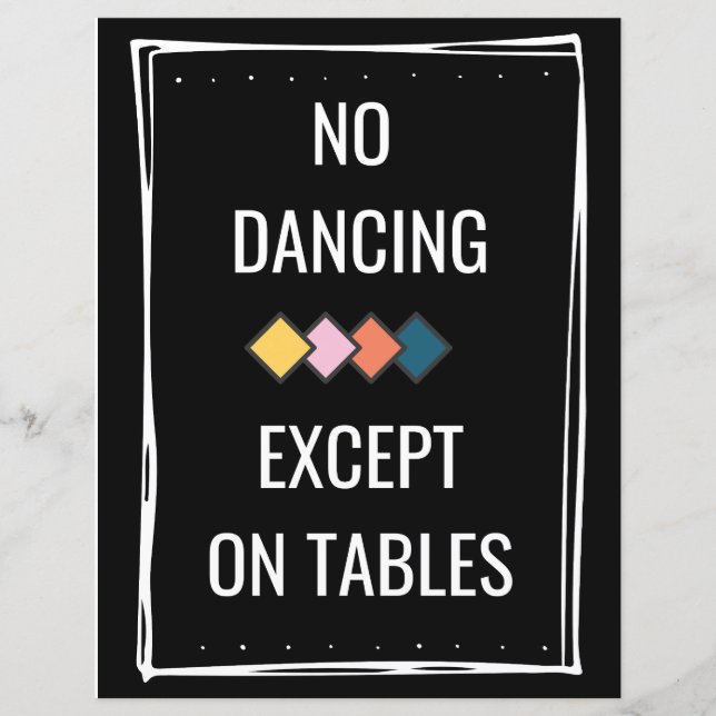 Papier Pas de danse sauf sur les tables (Devant)