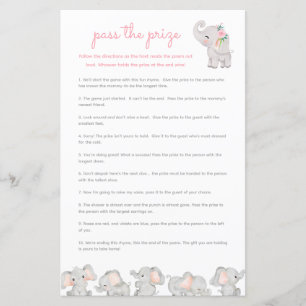 Papier Passer Le Jeu Baby shower Prix - Eléphant Rose