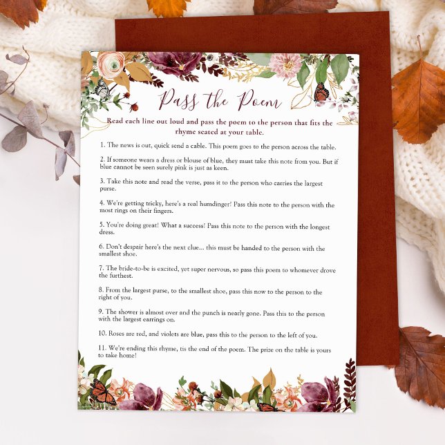 Papier Passez le poème | Automne automne floral (Créateur téléchargé)