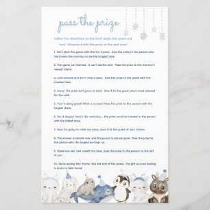 Papier Passez le prix jeu de baby shower Animaux d'hiver