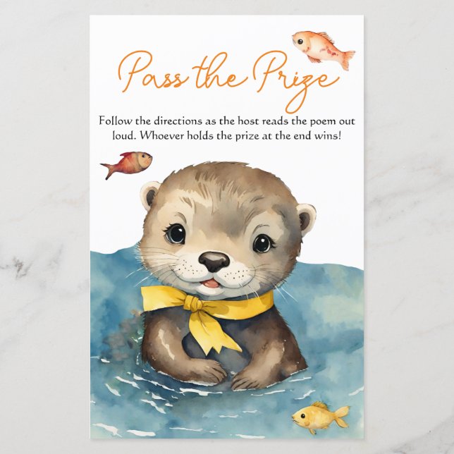 Papier Passez le prix Jeu mignon Baby Otter Baby shower (Dos)