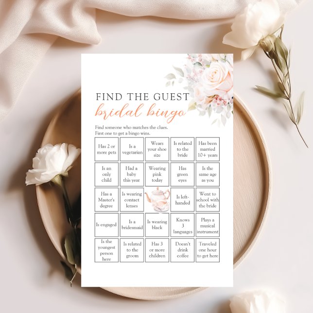 Papier Pastel Blooms Trouver L'Invité Bridal Bingo Jeu (Créateur téléchargé)