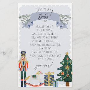 Papier pastel blue nutcracker ne pas dire baby shower jeu