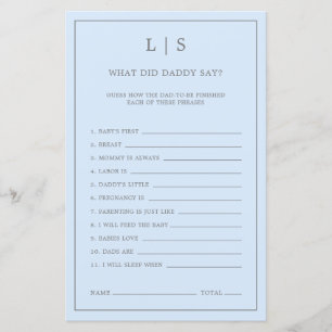 Papier Pastel Blue Qu'Est-Ce Que Papa A Dit Baby shower J