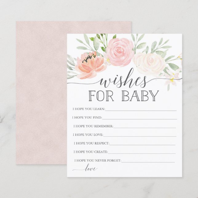 Papier Pastel Blush Voeux Pour Bébé (Devant / Derrière)