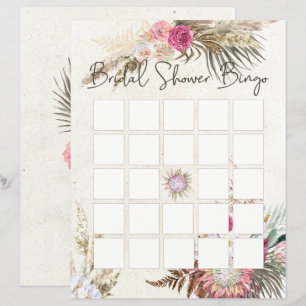 Papier Pastel Boho Neutral Fête des mariées Florale Bingo
