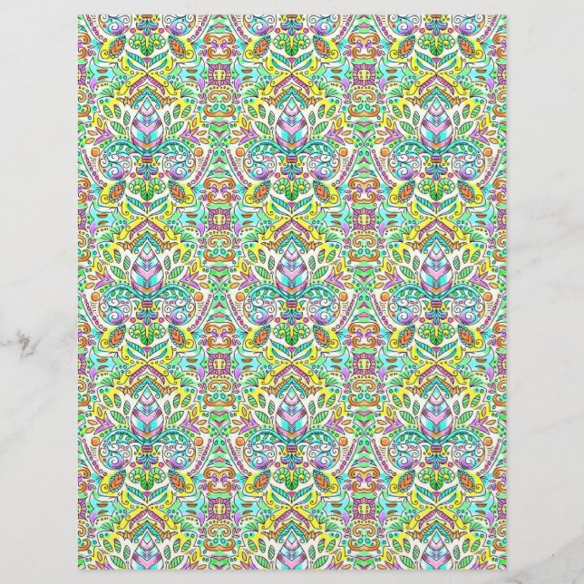 Papier pastel fleur de lis damask scrapbook paper (Devant)