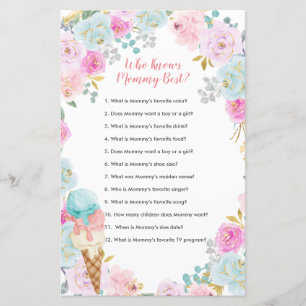 Papier Pastel Glace Floral Qui Connaît Mommy Meilleur Jeu