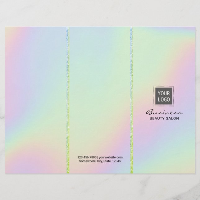 Papier Pastel Holographique Salon de Beauté Tri-Fold Bruc (Devant)