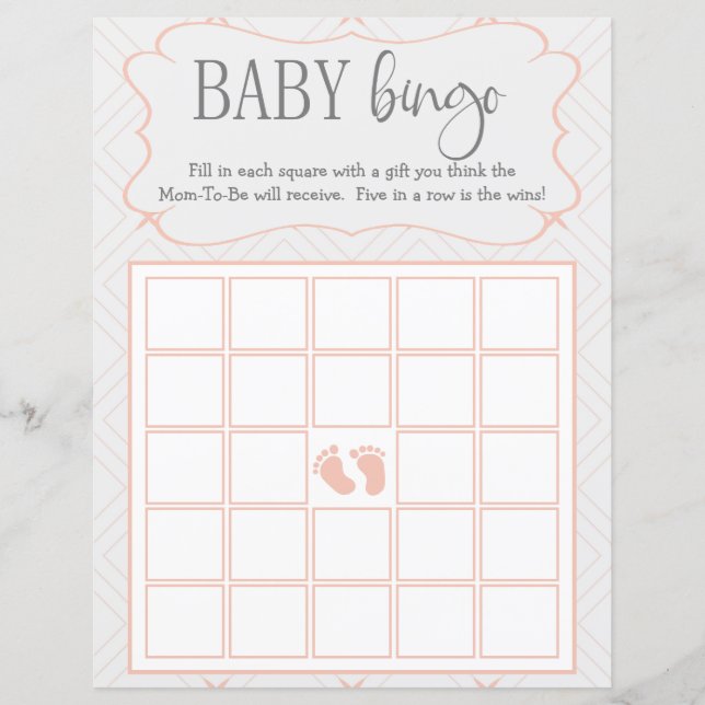 Papier Pastel Peach et Cream Geometry Baby Bingo (Devant)