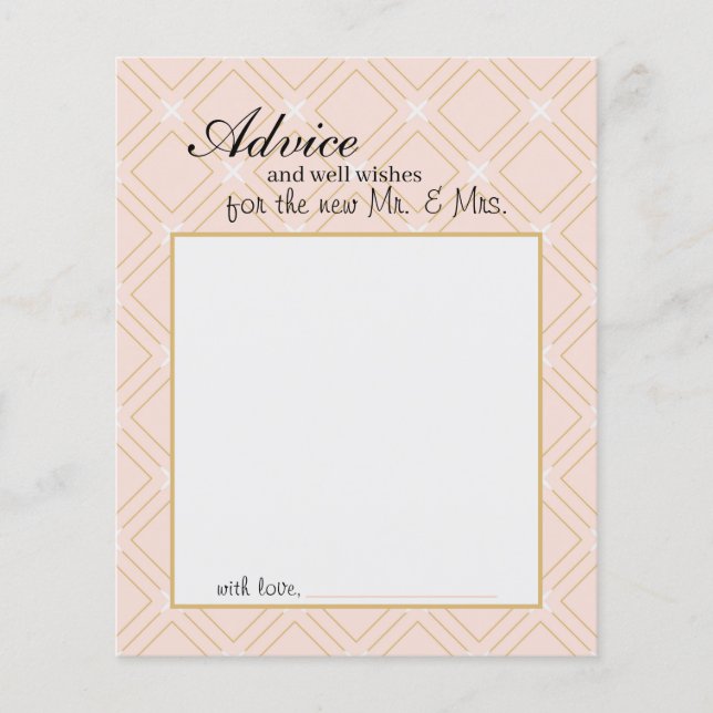 Papier Pastel Peach et Gold Geometry Advice Card (Devant)