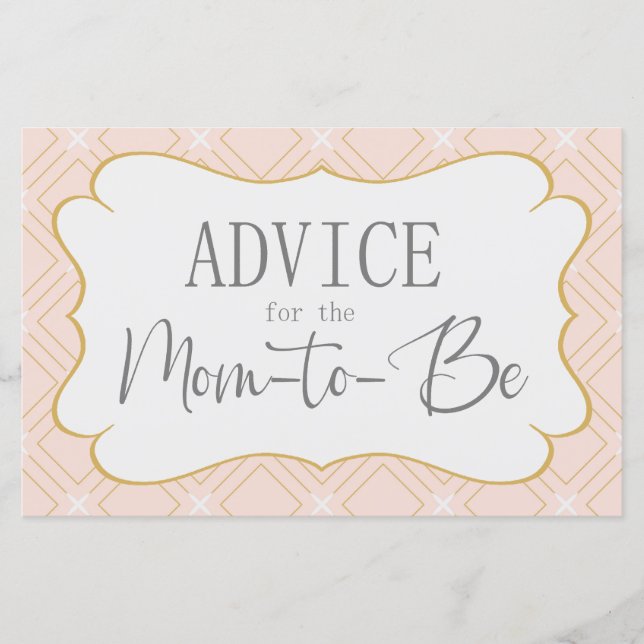 Papier Pastel Peach et Gold Geometry Advice Card (Devant)