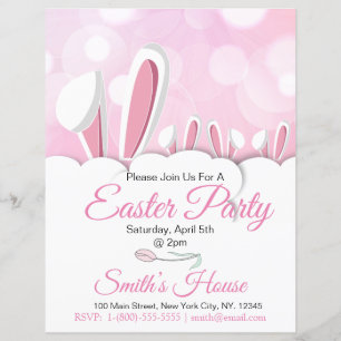 Papier Pastel Pink Bunny Pâques Oreilles Invitation