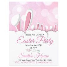 Pastel Pink Bunny Pâques Oreilles Invitation