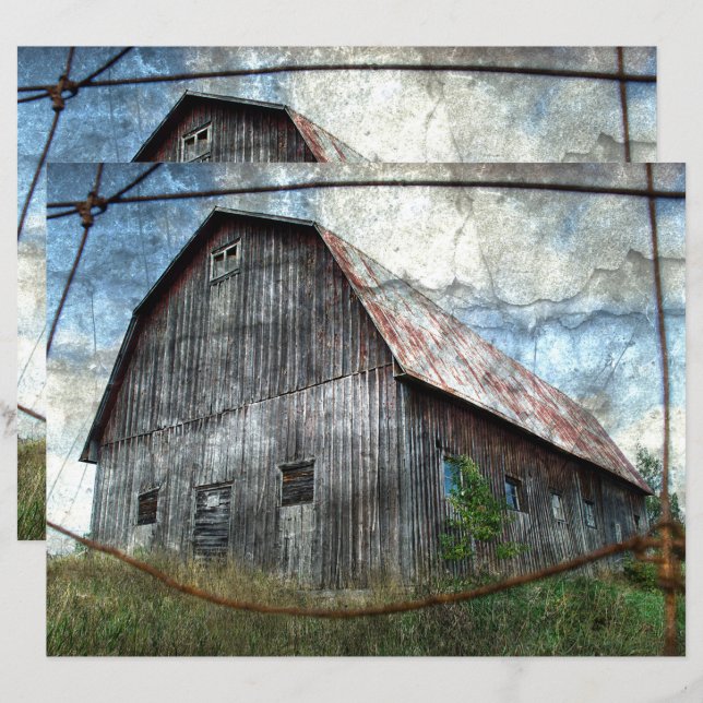 Papier Pays Grange rustique Texture Vintage Découpage (Devant / Derrière)