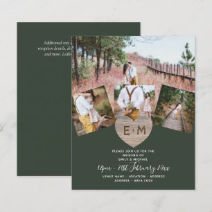 Papier Pays Rustique Photo Carved Heart Monogramme Mariag