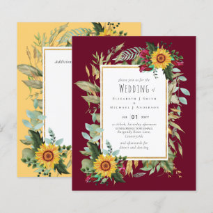 Papier Pays Tournesols Rustiques Bourgogne Mariage Rose