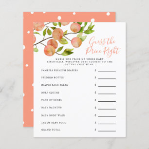 Papier Peach Devinez Le Prix Bon Baby shower Jeu
