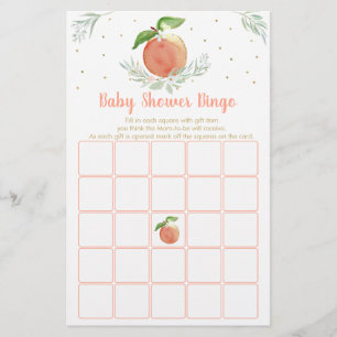 Papier Peach Gold Floral Baby shower Jeu de Bingo