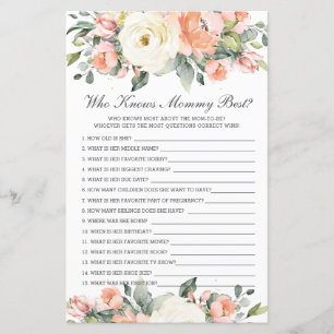 Papier Peach Ivory Floral Qui Connaît Mommy Meilleur Jeu