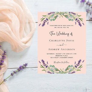 Papier Peach lavender violet budget faire-part de mariage