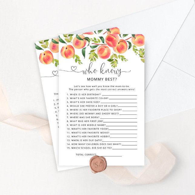 Papier Peach Qui connaît maman meilleur baby shower jeu (Créateur téléchargé)