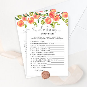 Papier Peach Qui connaît papa meilleur baby shower jeu