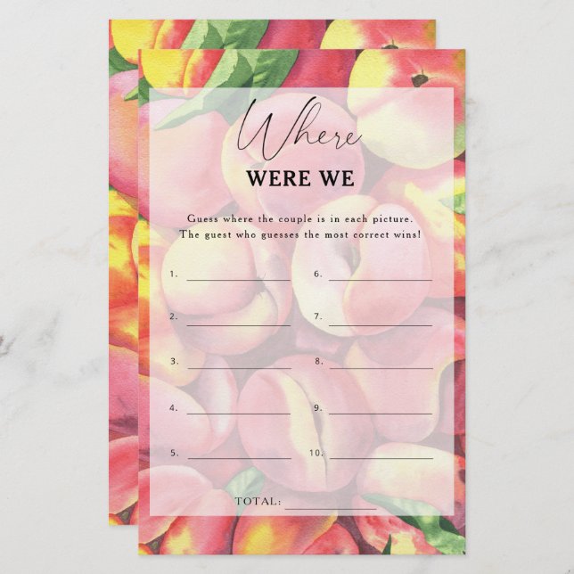 Papier Peaches - Où étions-nous jeu de douche nuptiale (Devant / Derrière)