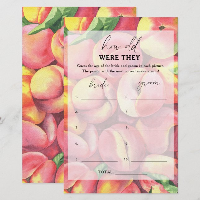 Papier Peaches - Quel âge avaient-elles jeu de mariage (Devant / Derrière)