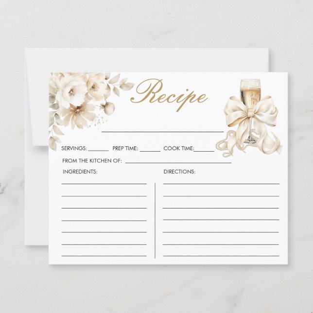 Papier Pearls and Prosecco Bridal Shower Recipe Card (Devant)