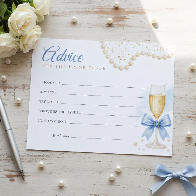 Papier Pearls & Prosecco Bridal Shower Advice Card (Créateur téléchargé)