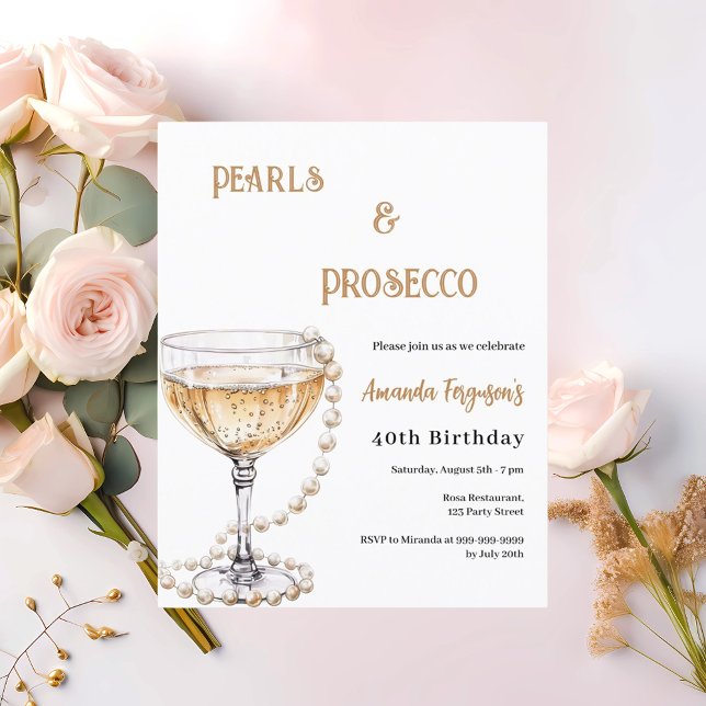Papier Pearls Prosecco bulles invitation d'anniversaire (Créateur téléchargé)