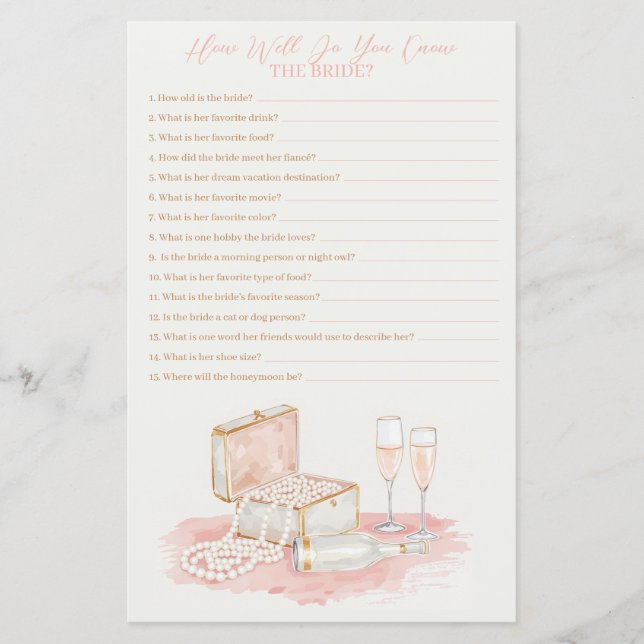 Papier Pearls & Prosecco How Well Do You Know Her Game (Devant)