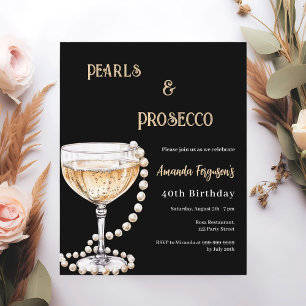 Papier Pearls Prosecco invitation d'anniversaire en or no