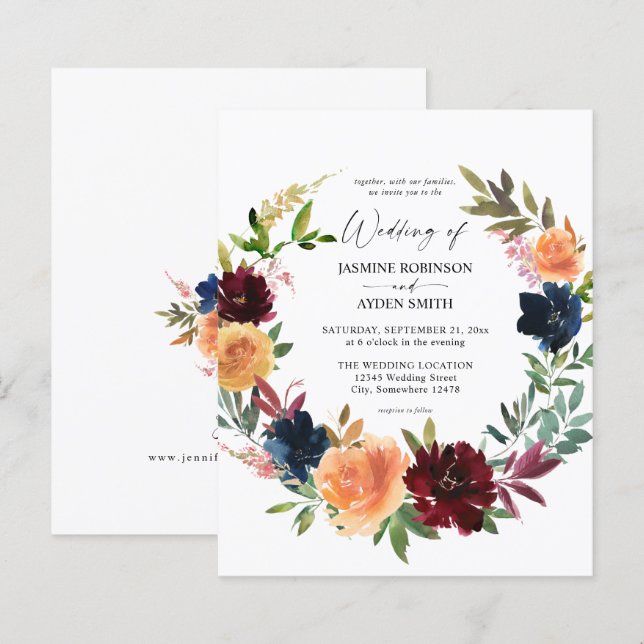 Papier Pêche budgétaire, Bourgogne et Mariage floral d'au (Devant / Derrière)