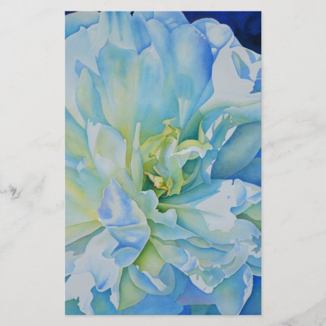 Papier Peine d'aquarelle bleu blanc romantique (Devant)