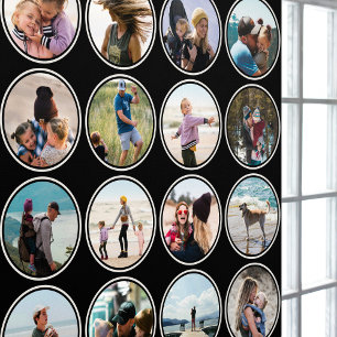 Papier Peint 16 Photos personnalisées et cercle couleur noir bl