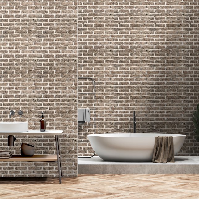 Papier Peint 2' x 12' Brick Patterned Textured Vinyl  (Salle de bain)