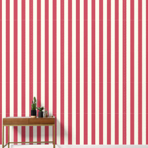 Papier Peint 3" Vertical Stripe Terre Rouge & Blanc Ivoire