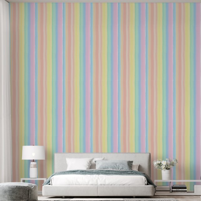 papier peint à bandes pastel doux, apaisant visuel (Chambre à coucher)