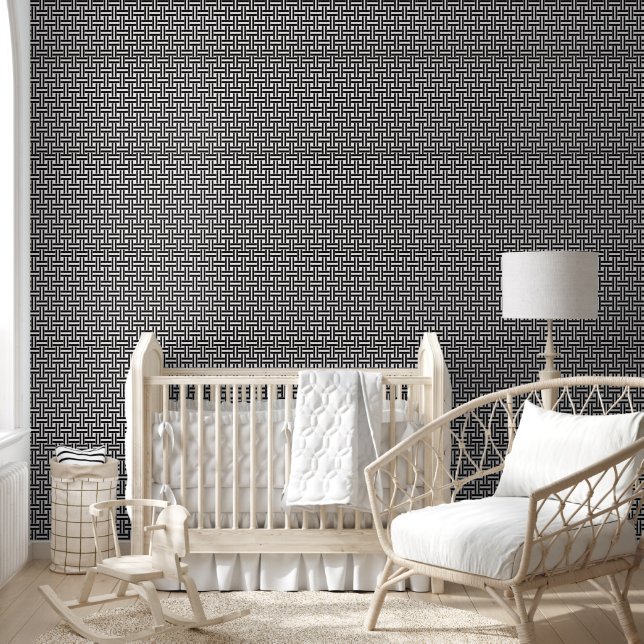 Papier peint À damiers bande noire et blanche (Enfants)