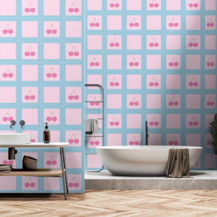 Papier Peint à damiers Cherry Motif Retro