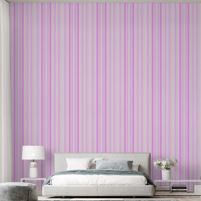 Papier peint à rayures roses (Chambre à coucher)