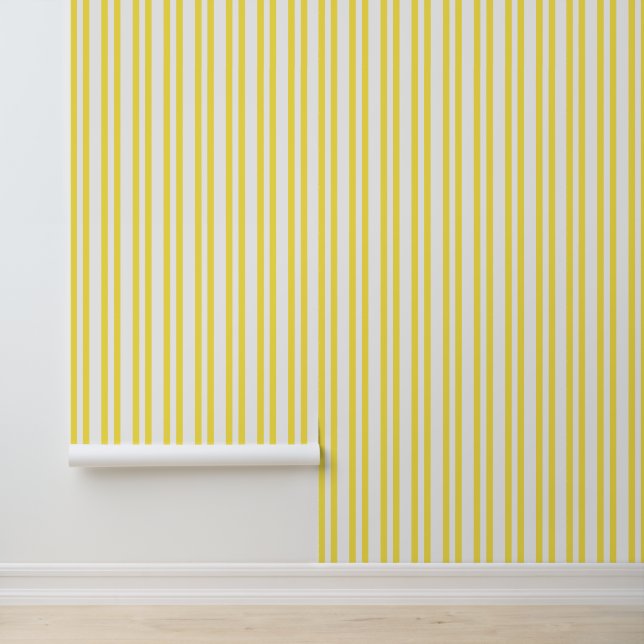 Papier peint à rayures verticales Citron (Application)