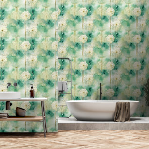 Papier Peint Abstrait blanc vert floral