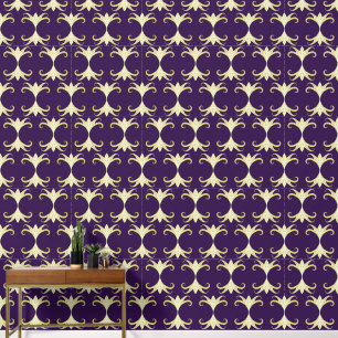 Papier Peint Abstrait élégant moderne Damask foncé violet éléga
