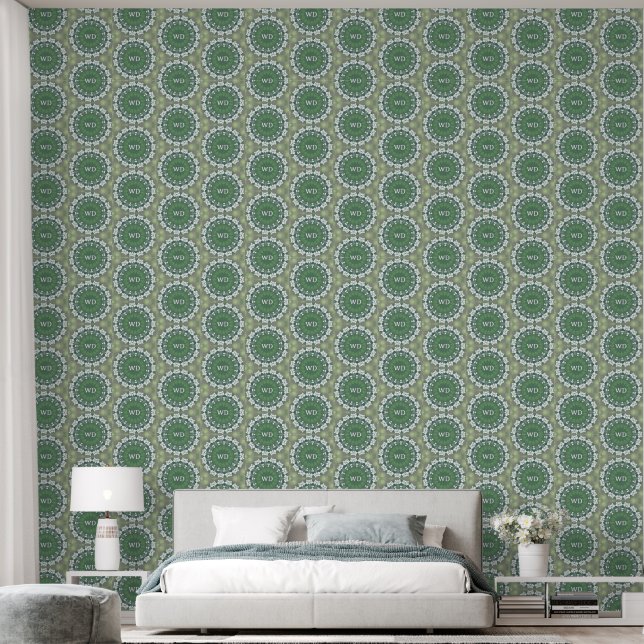 Papier Peint Abstrait floral personnalisé Élégant vert printemp (Chambre à coucher)